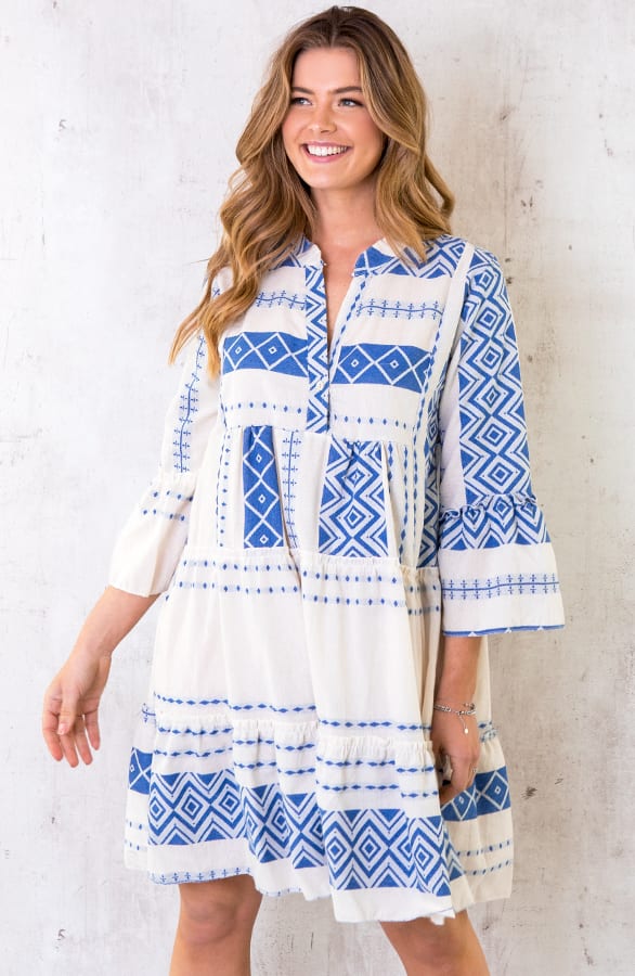 Katoenen Kelim Tuniek Blauw – shoparchief, foto 1