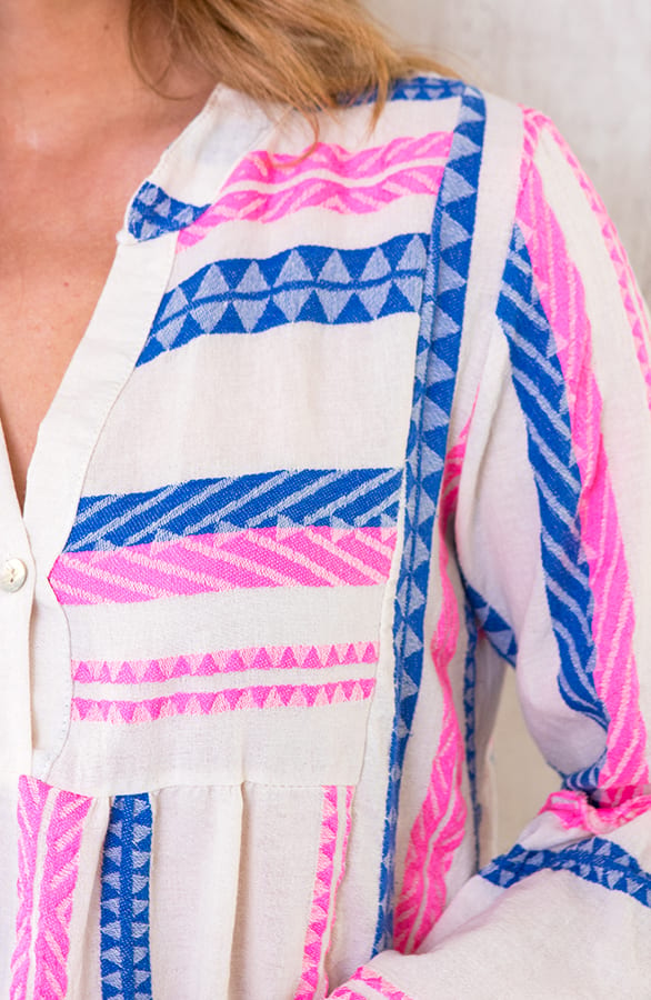 Katoenen Kelim Tuniek Roze Blauw – shoparchief, foto 5