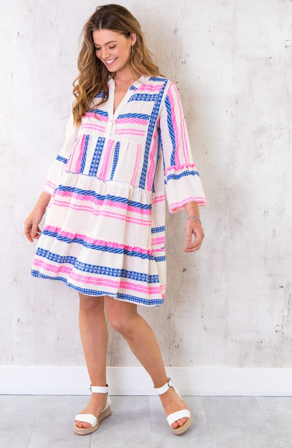 Katoenen Kelim Tuniek Roze Blauw – shoparchief, foto 4