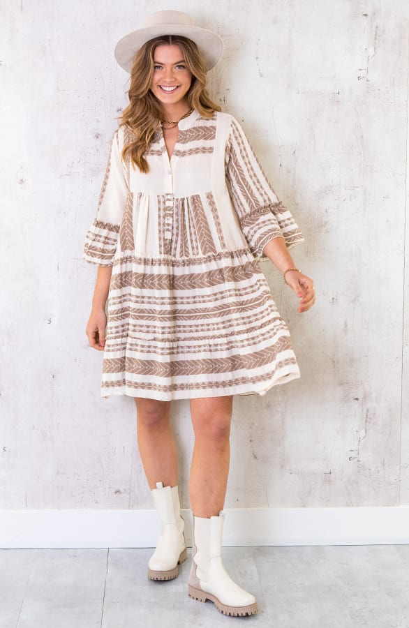 Katoenen Kelim Tuniek Taupe – shoparchief, foto 2