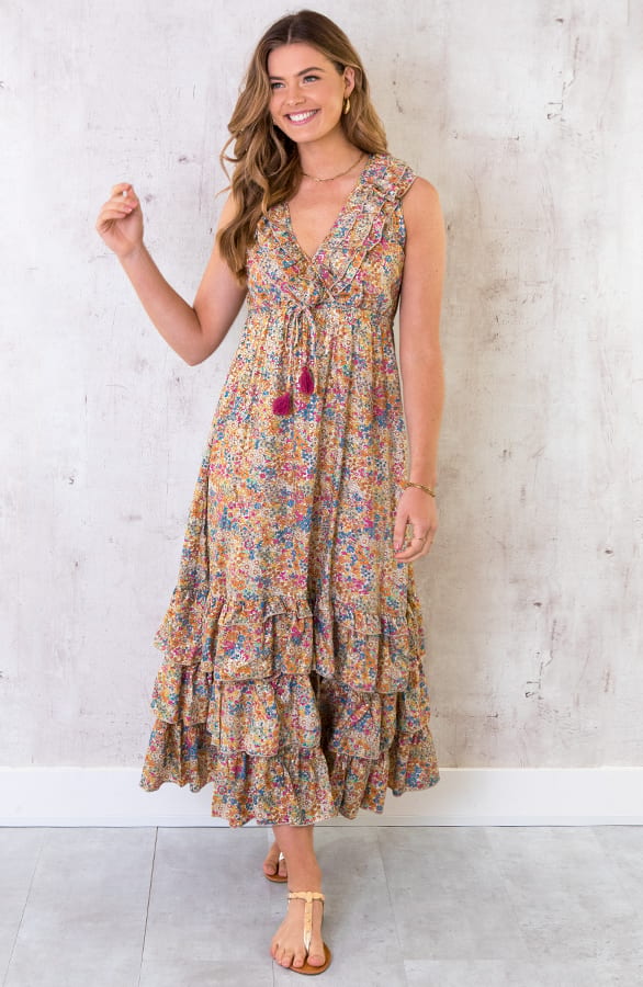 Lagen Jurk Bloemen Geel – shoparchief, foto 1