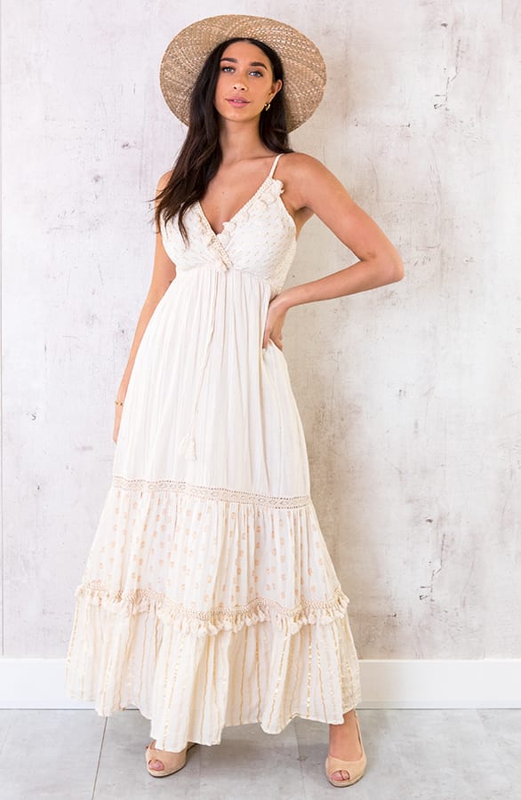 Maxi Katoenen Boho Spaghetti Jurk – shoparchief, foto 2