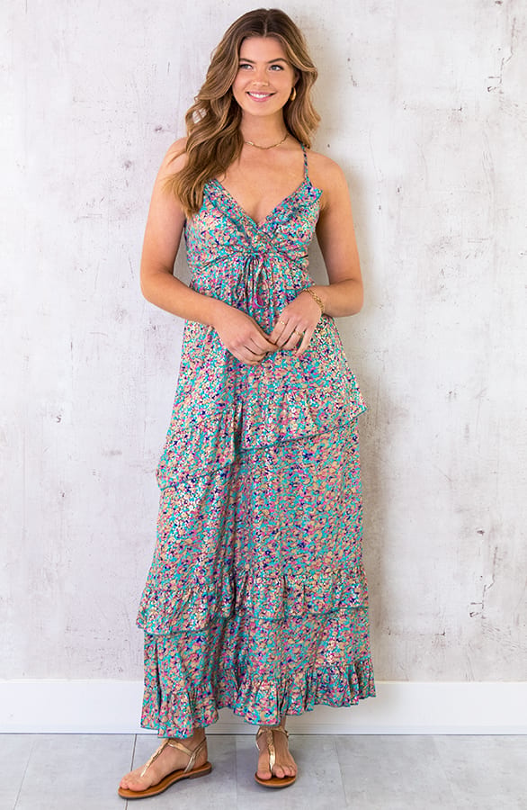 Maxi Spaghetti Jurk Ibiza Lichtblauw – shoparchief, foto 1