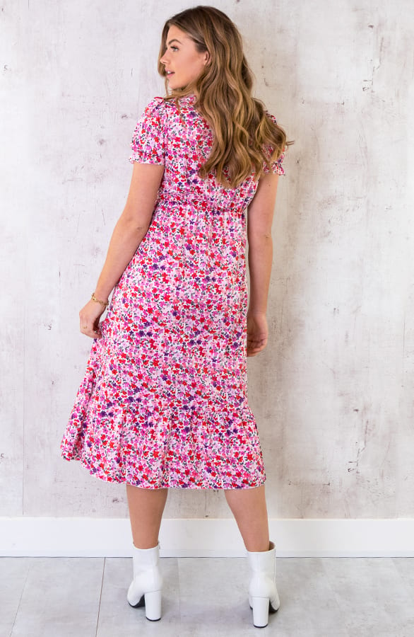 Midi Floral Jurk Roze – shoparchief, foto 6