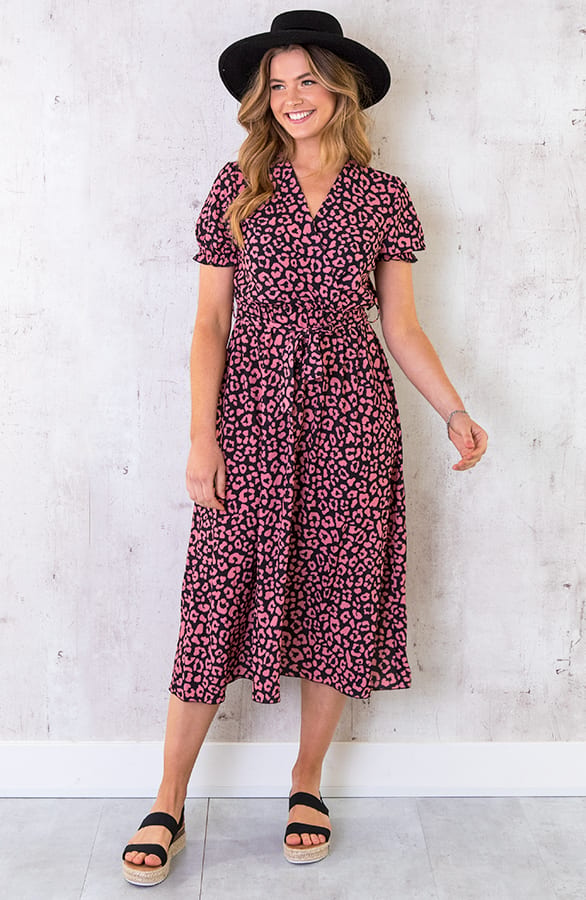 Midi Panterprint Jurk Koraal – shoparchief, foto 2