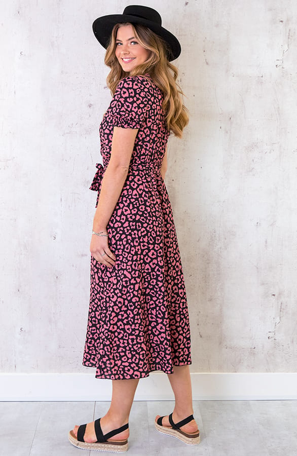 Midi Panterprint Jurk Koraal – shoparchief, foto 3