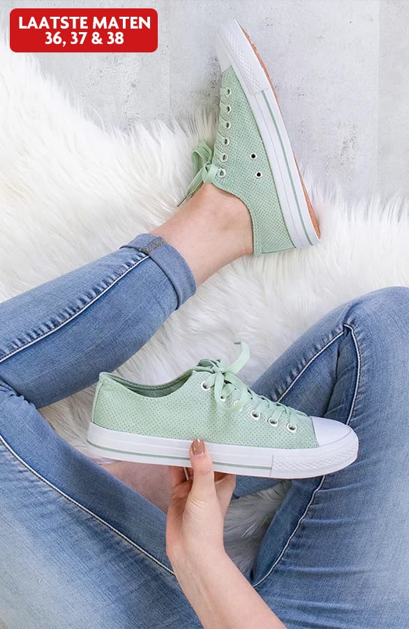 Suede Sneakers Mintgroen – shoparchief, foto 1