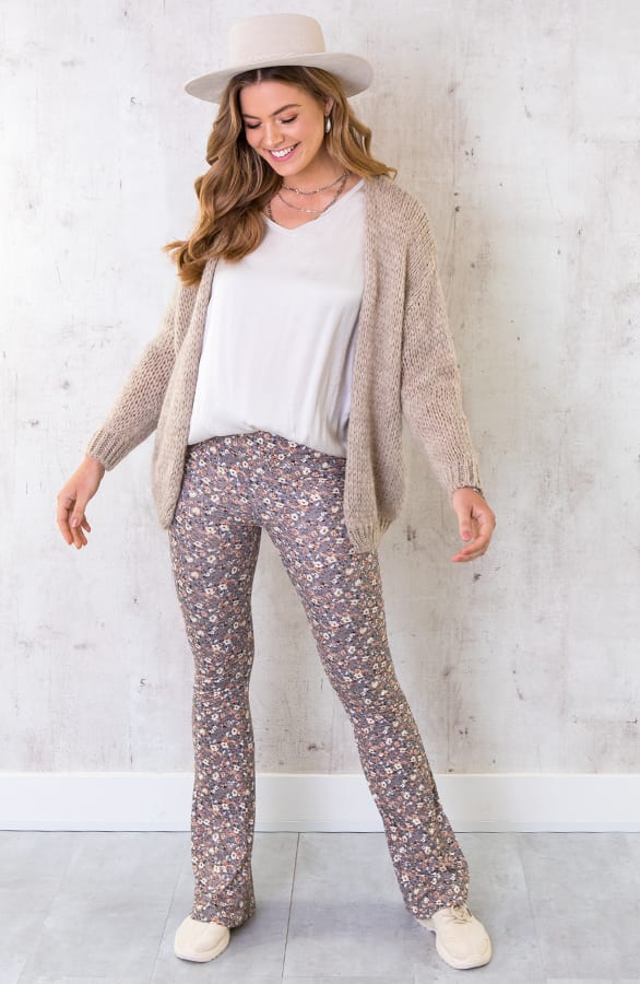 Flared Hose Blumen Taupe, Shoparchiv, Foto 10