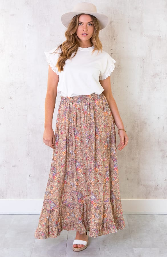 Paisley Maxi Rok Camel – shoparchief, foto 2