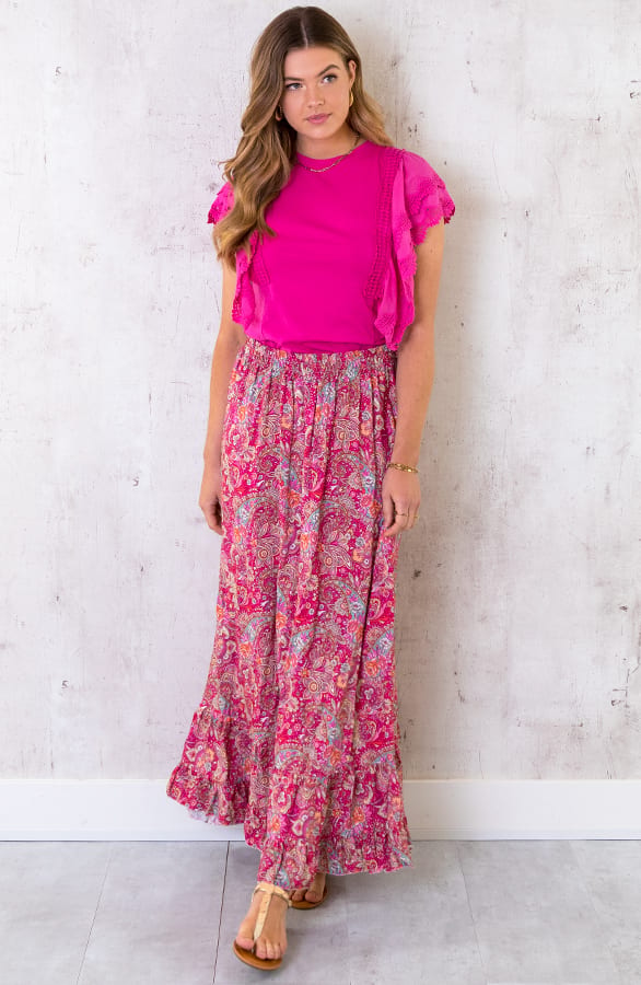 Paisley Maxi Rok Fuchsia – shoparchief, foto 10