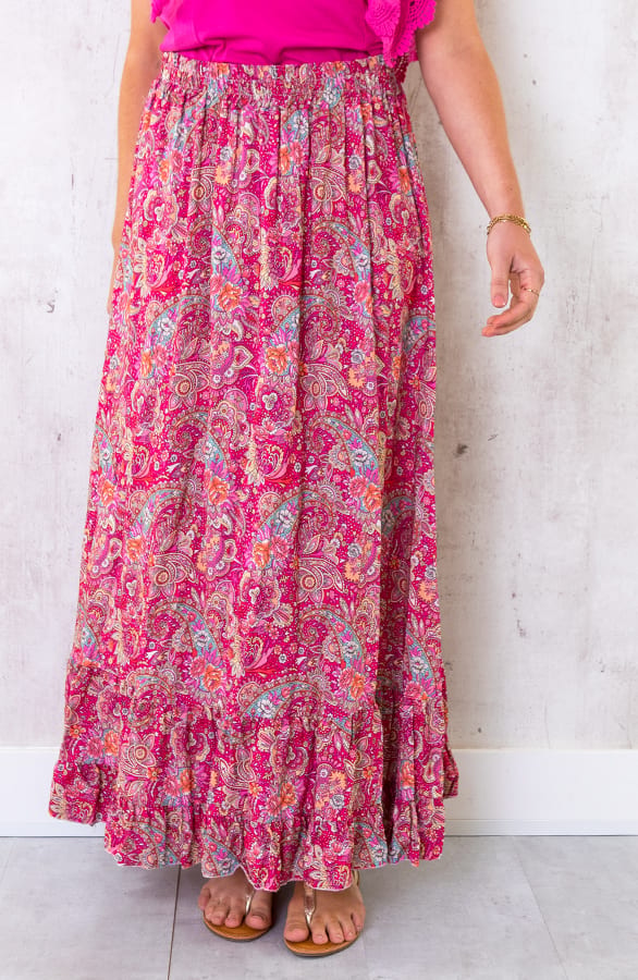 Paisley Maxi Rok Fuchsia – shoparchief, foto 1