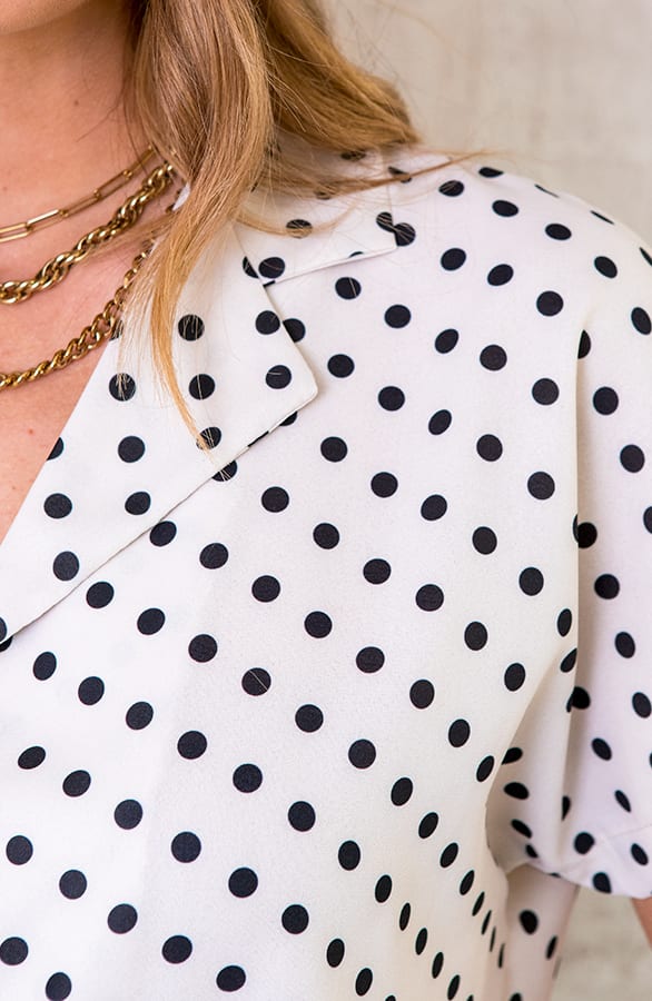 Polkadot Blouse Korte Mouwen Creme – shoparchief, foto 7