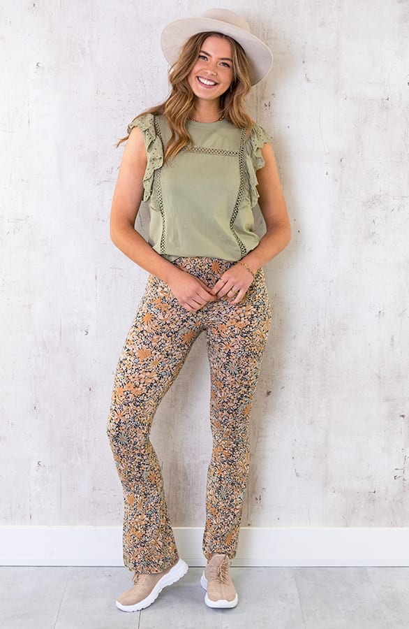 Ruches Top Embroidery Olive – shoparchief, foto 3