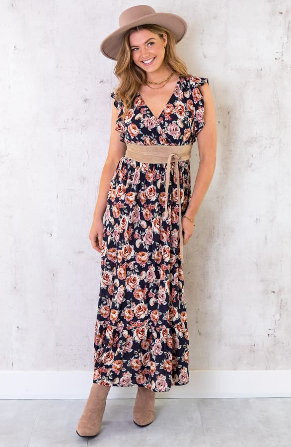 Ruffle Maxi Jurk Rozen Marine – shoparchief, foto 1