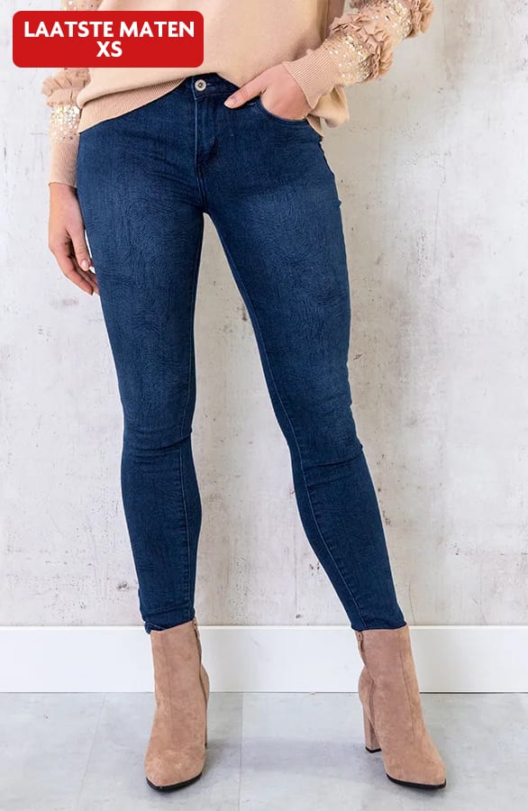 Skinny Print Jeans High Waist Blauw – shoparchief, foto 1