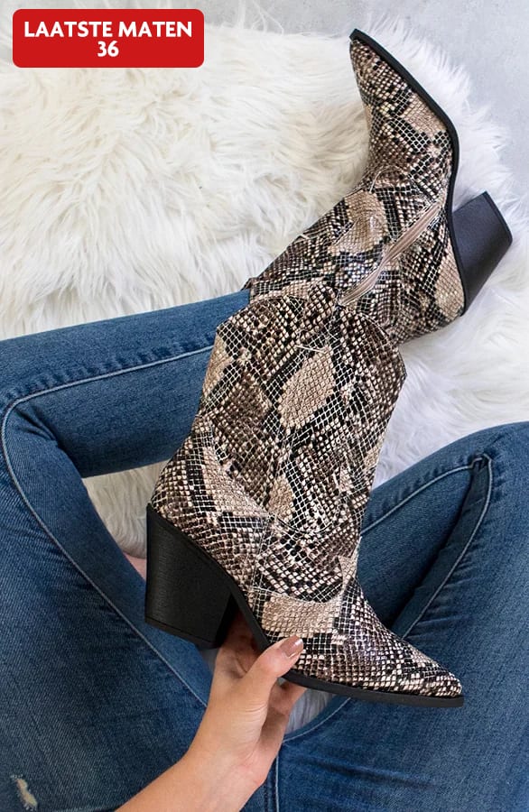Slangenprint Cowboy Boots Dames – shoparchief, foto 1