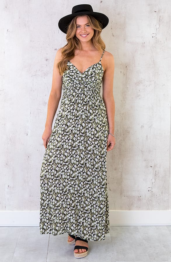 Spaghetti Maxi Jurk Botanisch Groen – shoparchief, foto 1