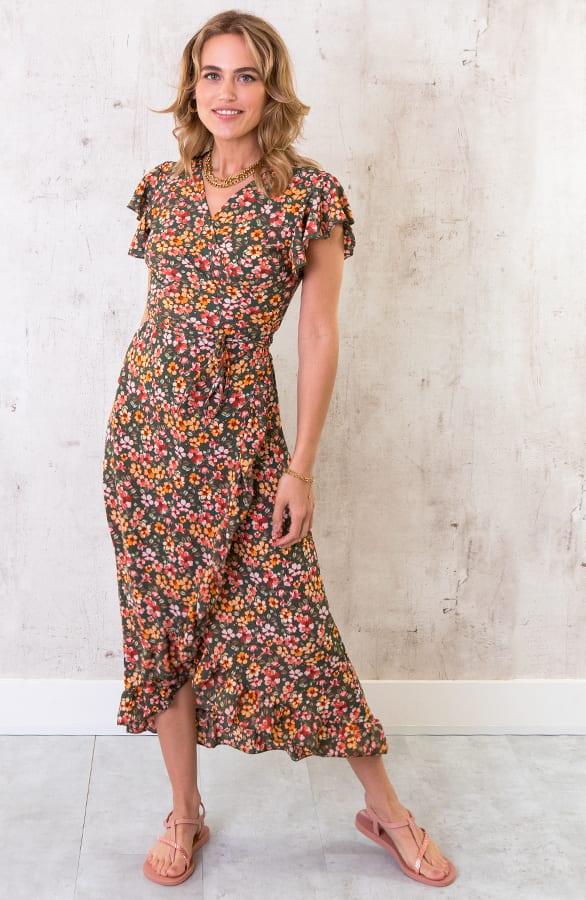 Bloemen Jurk Midi Army – shoparchief, foto 2