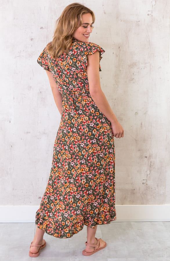 Bloemen Jurk Midi Army – shoparchief, foto 3
