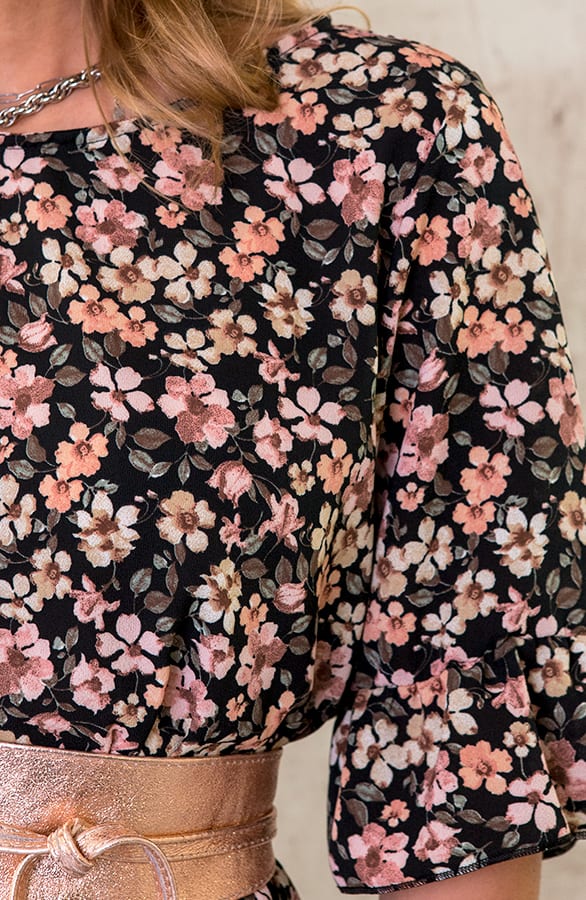 Bloemen Jurk Zwart Roze – shoparchief, foto 4