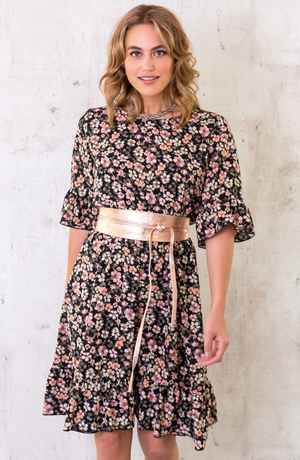 Bloemen Jurk Zwart Roze – shoparchief, foto 1