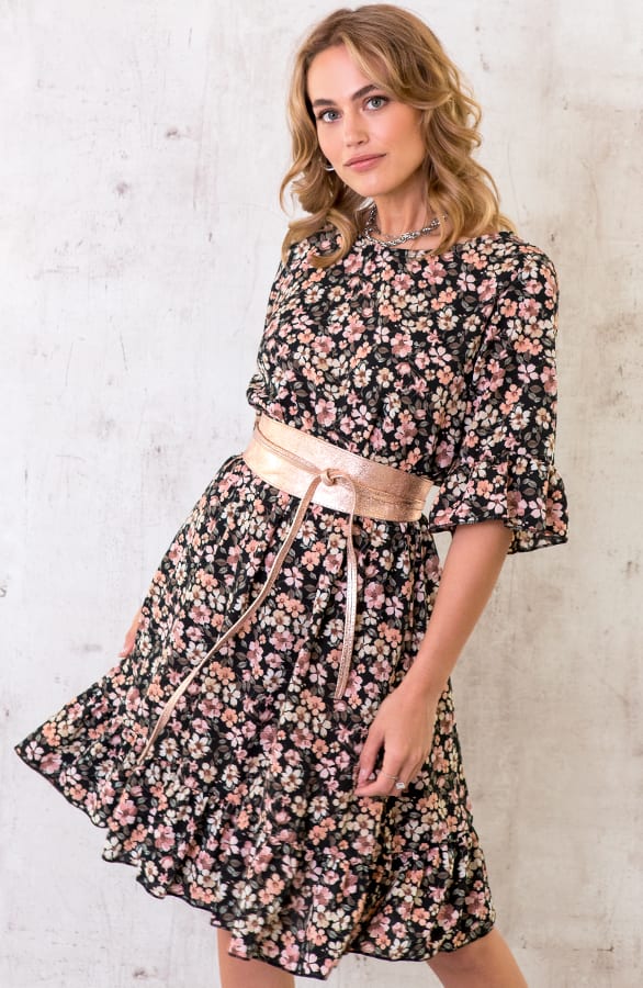 Bloemen Jurk Zwart Roze – shoparchief, foto 2