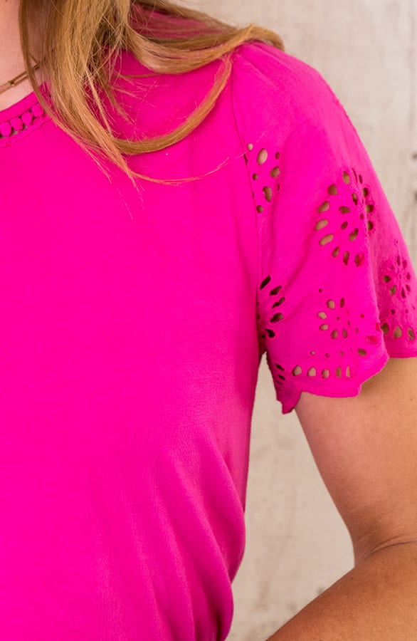 Embroidery Detail Top Fuchsia – shoparchief, foto 2
