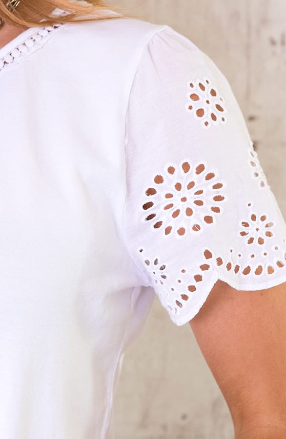 Embroidery Detail Top Wit – shoparchief, foto 4