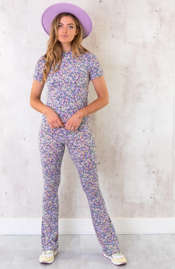 Jersey Top Bloemen Lila – shoparchief, foto 2