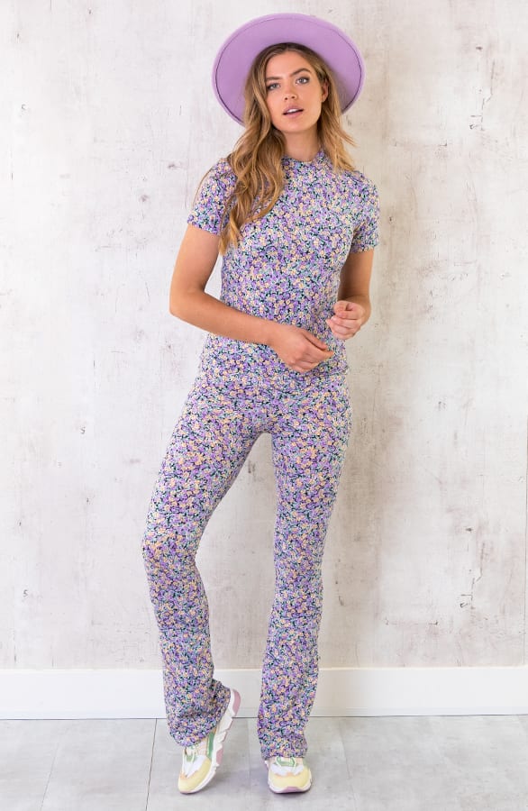 Jersey Top Bloemen Lila – shoparchief, foto 3