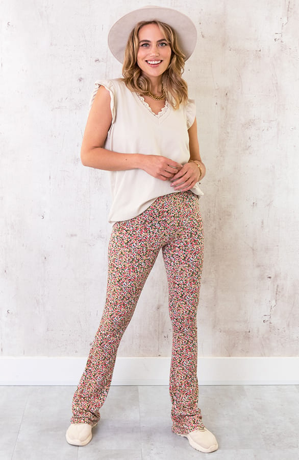 Flared Broek Floral Koraal – shoparchief, foto 10