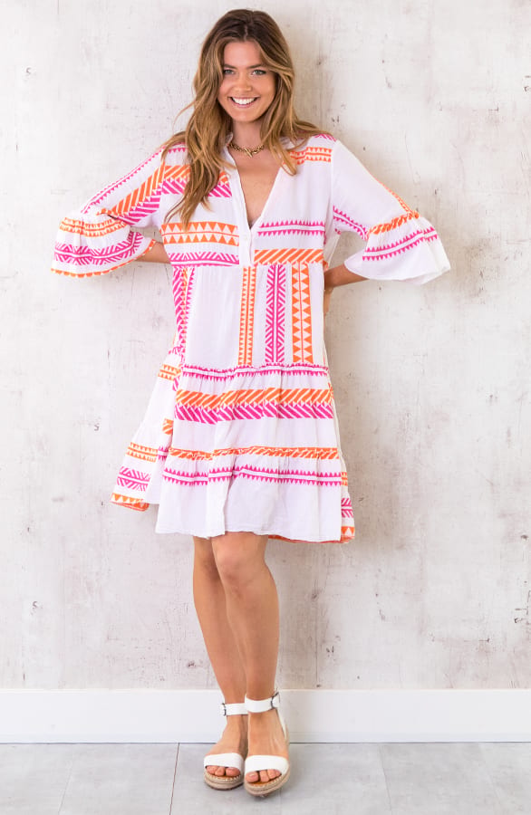 Katoenen Kelim Tuniek Fuchsia Oranje – shoparchief, foto 2