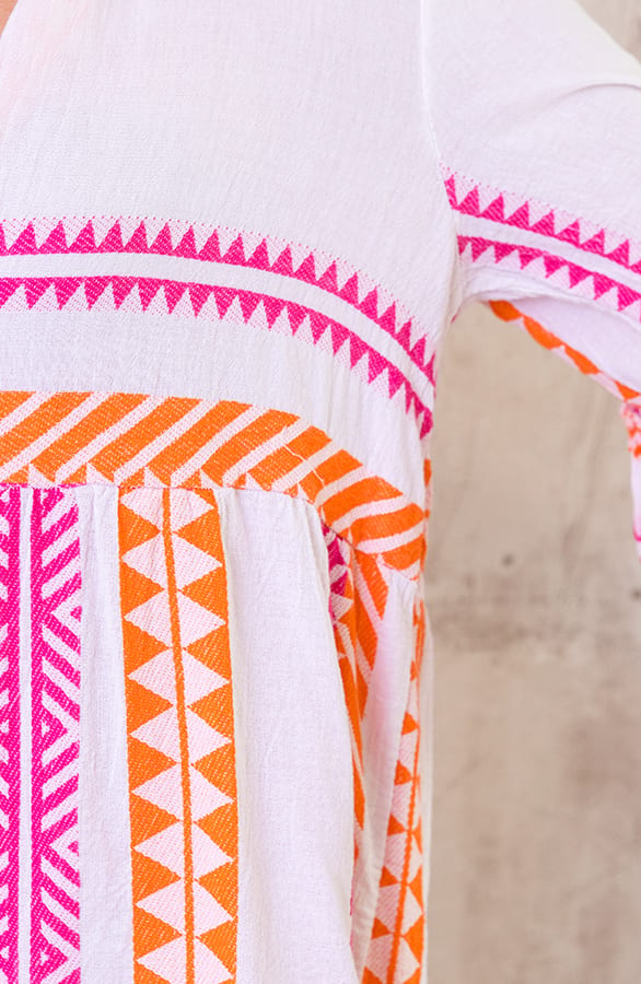 Katoenen Kelim Tuniek Fuchsia Oranje – shoparchief, foto 5