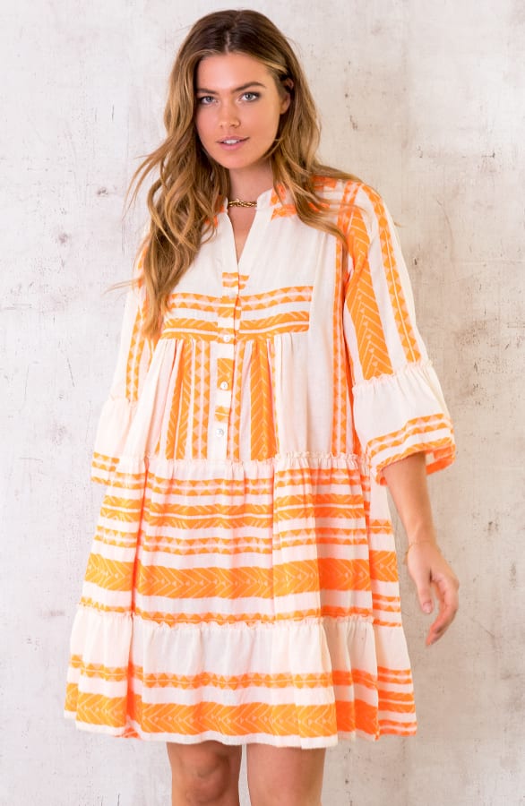 Katoenen Kelim Tuniek Neon Oranje – shoparchief, foto 1