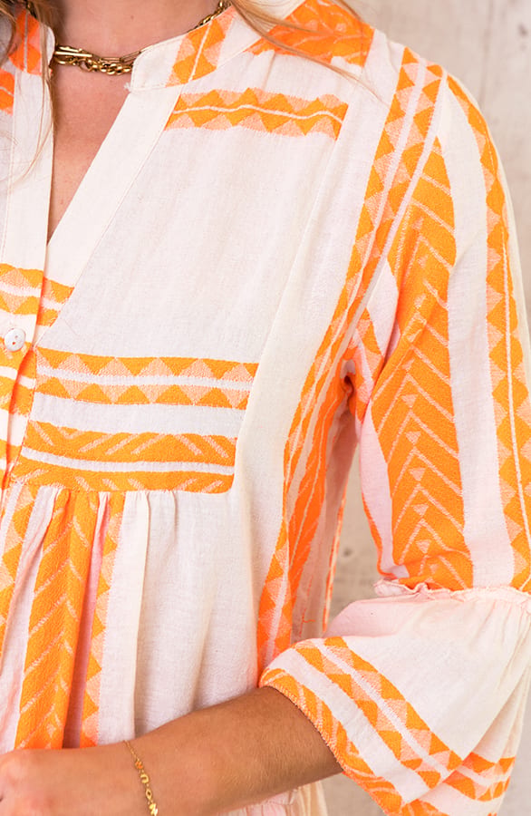Katoenen Kelim Tuniek Neon Oranje – shoparchief, foto 4
