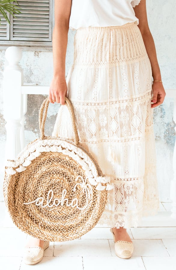 Boho Maxi Rok Bloemen Kant Ecru – shoparchief, foto 1