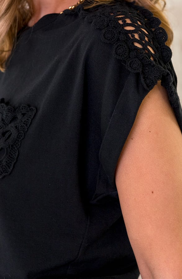 Katoenen Pocket Top Gehaakt Zwart – shoparchief, foto 4
