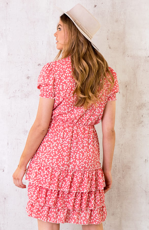 Laagjes Jurk Print Dust Koraal – shoparchief, foto 5