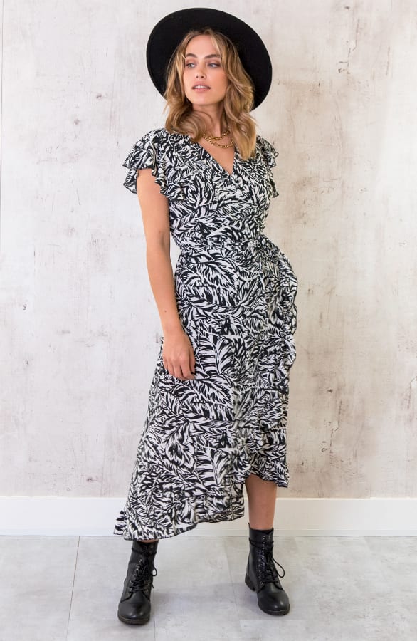 Leaves Jurk Midi Zwart – shoparchief, foto 1