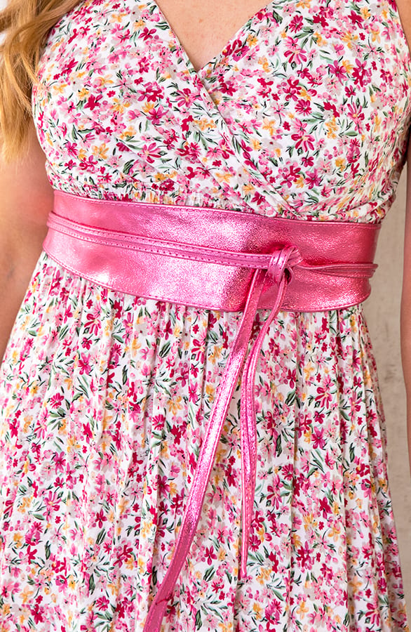 Leren Wikkelriem Metallic Roze – shoparchief, foto 1