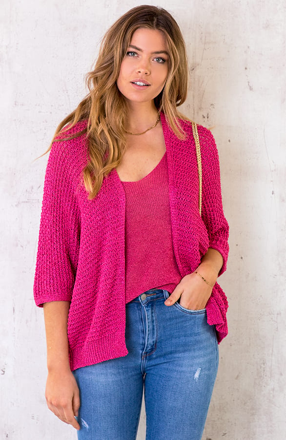 Lurex Vest Loose Fit Fuchsia – shoparchief, foto 2