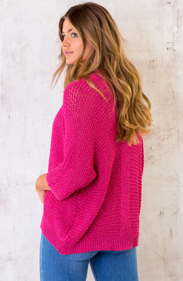Lurex Vest Loose Fit Fuchsia – shoparchief, foto 4