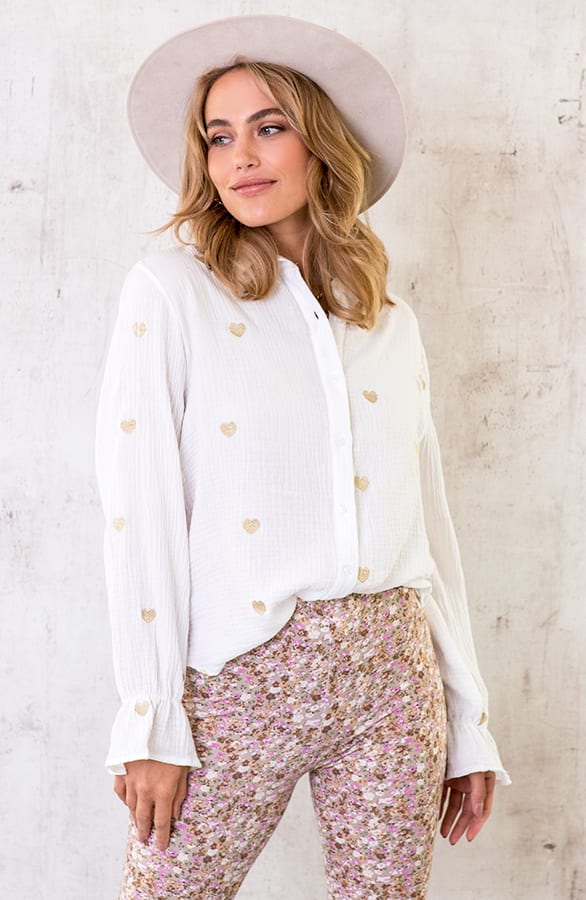 Luxe Hartjes Blouse Goud – shoparchief, foto 1