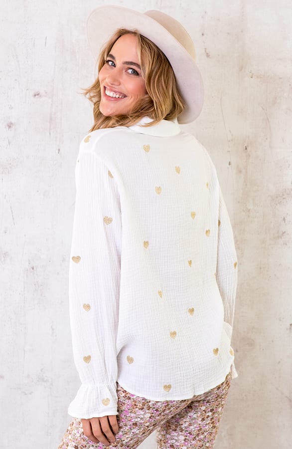 Luxe Hartjes Blouse Goud – shoparchief, foto 3