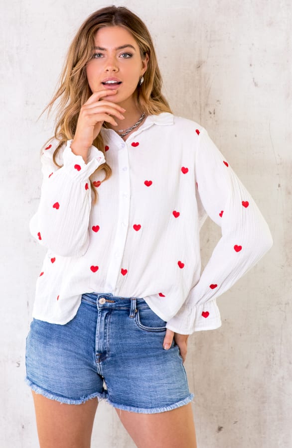 Luxe Hartjes Blouse Rood – shoparchief, foto 1