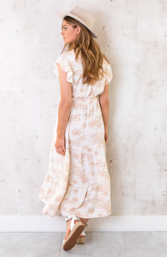 Maxi Jungle Print Jurk Beige – shoparchief, foto 4