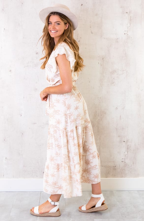 Maxi Jungle Print Jurk Beige – shoparchief, foto 3