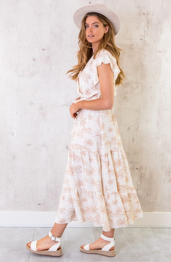 Maxi Jungle Print Jurk Beige – shoparchief, foto 2
