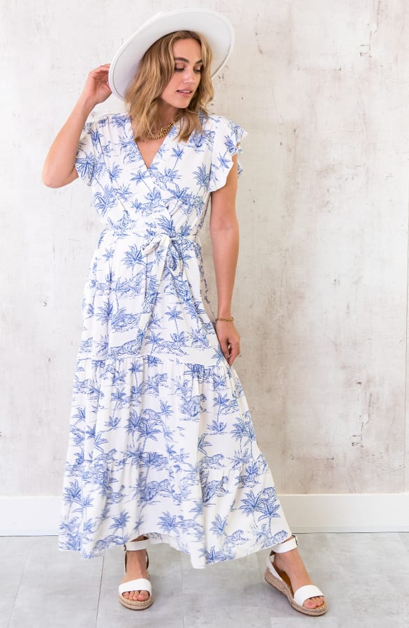 Maxi Jungle Print Jurk Blauw – shoparchief, foto 1