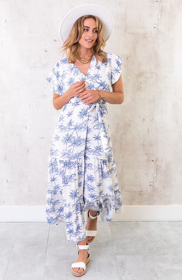 Maxi Jungle Print Jurk Blauw – shoparchief, foto 2